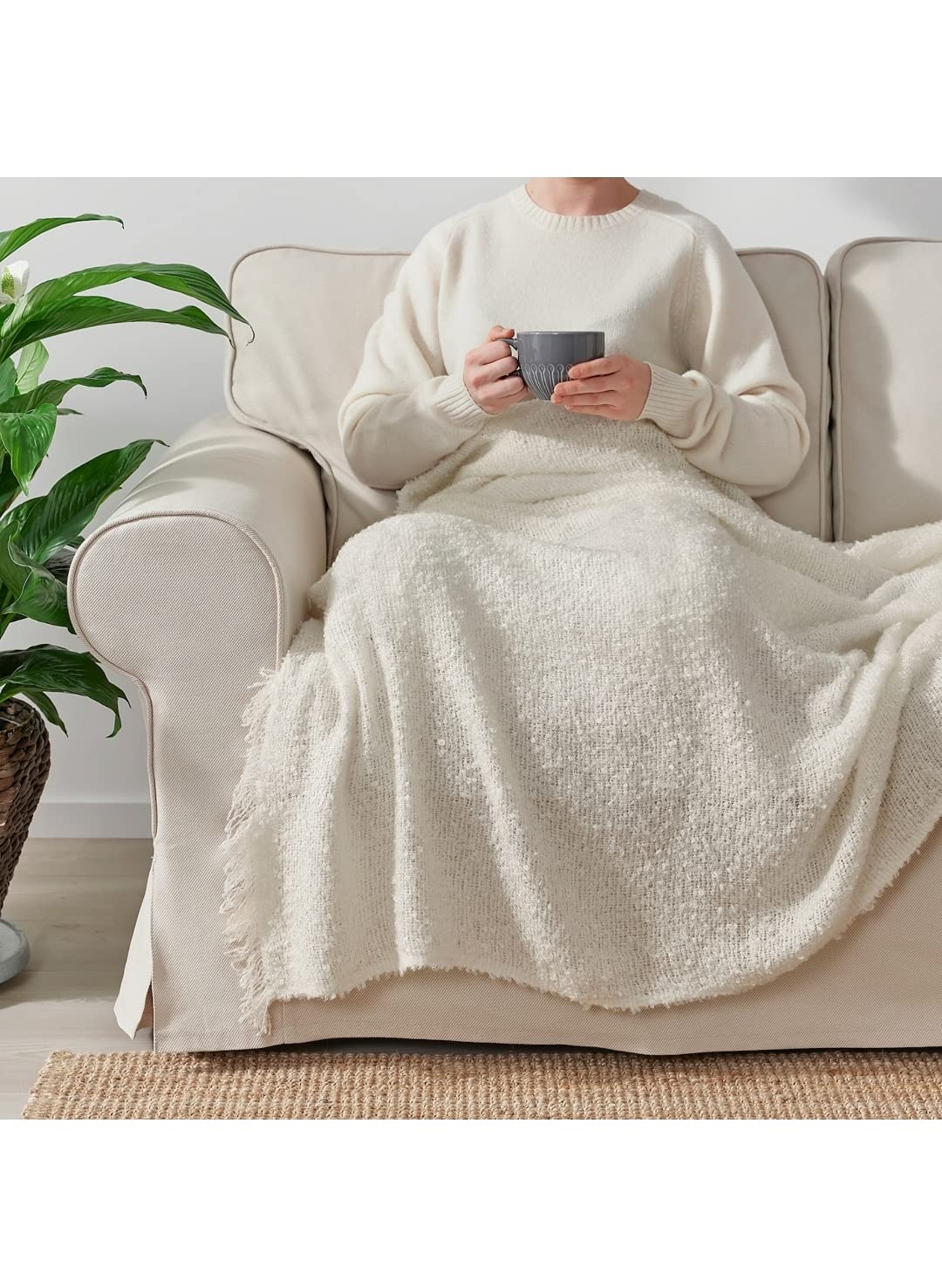 Ikea EVALI Retail World Online Microfiber Throw (Off-White, 130x170 cm, Standard)