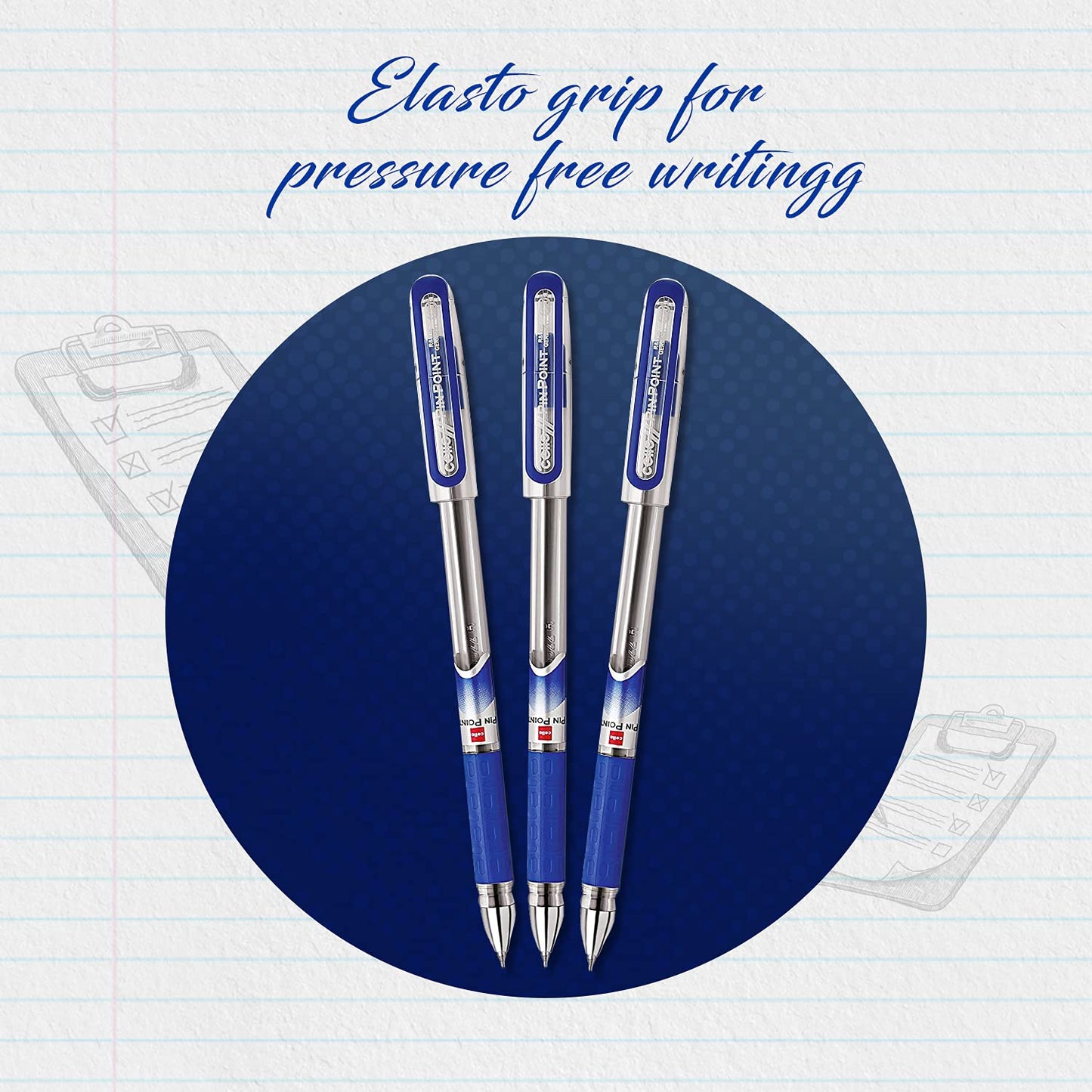 Cello Pinpoint Blue Ball Pens with Fine Tip 0.6 mm Smooth Writing  (Pack of 10)