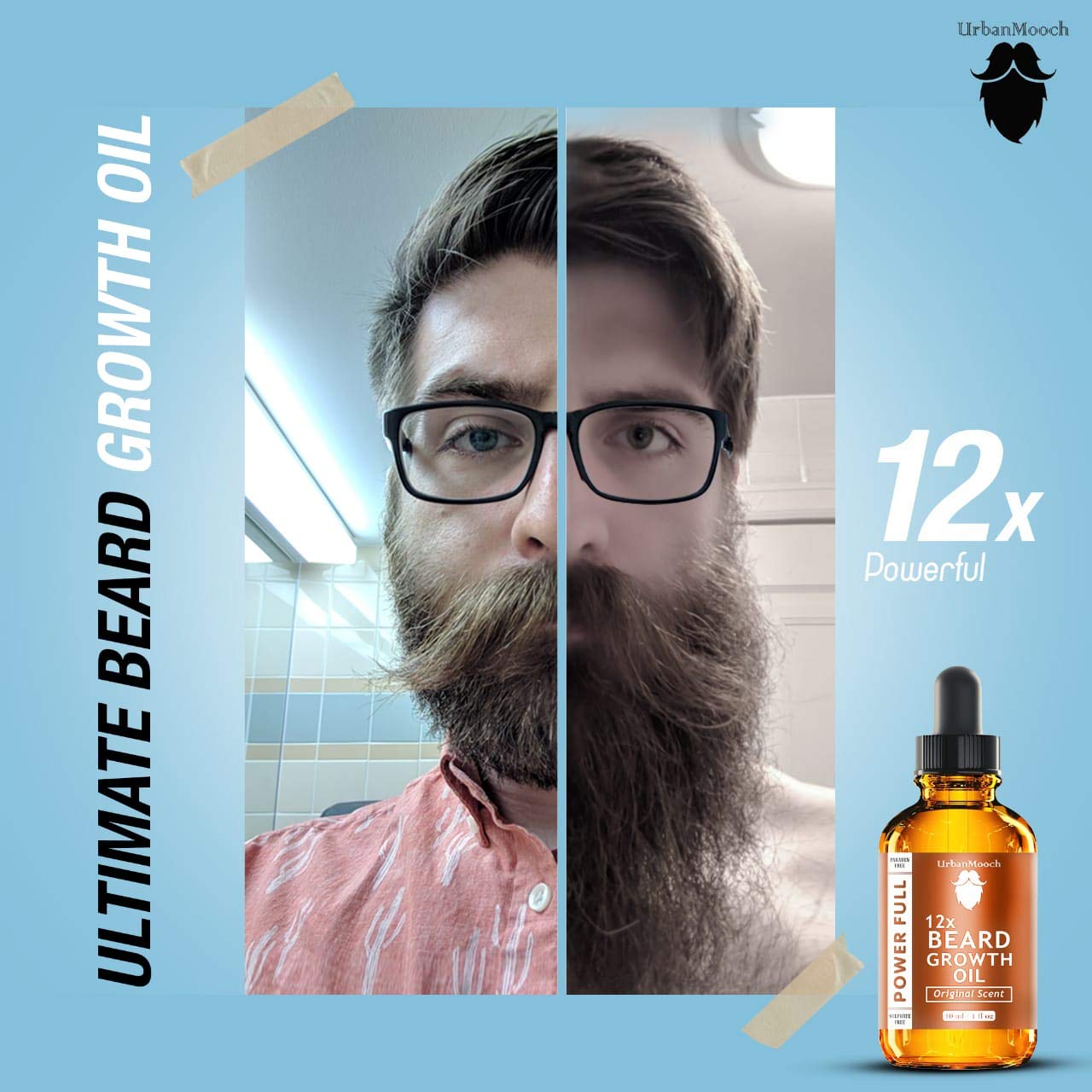 UrbanMooch 12X Beard Growth Oil, Moustache Oil-30Ml Lohiya Retails