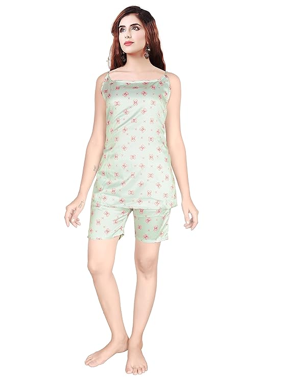 Women's Green Top & Shorts Set