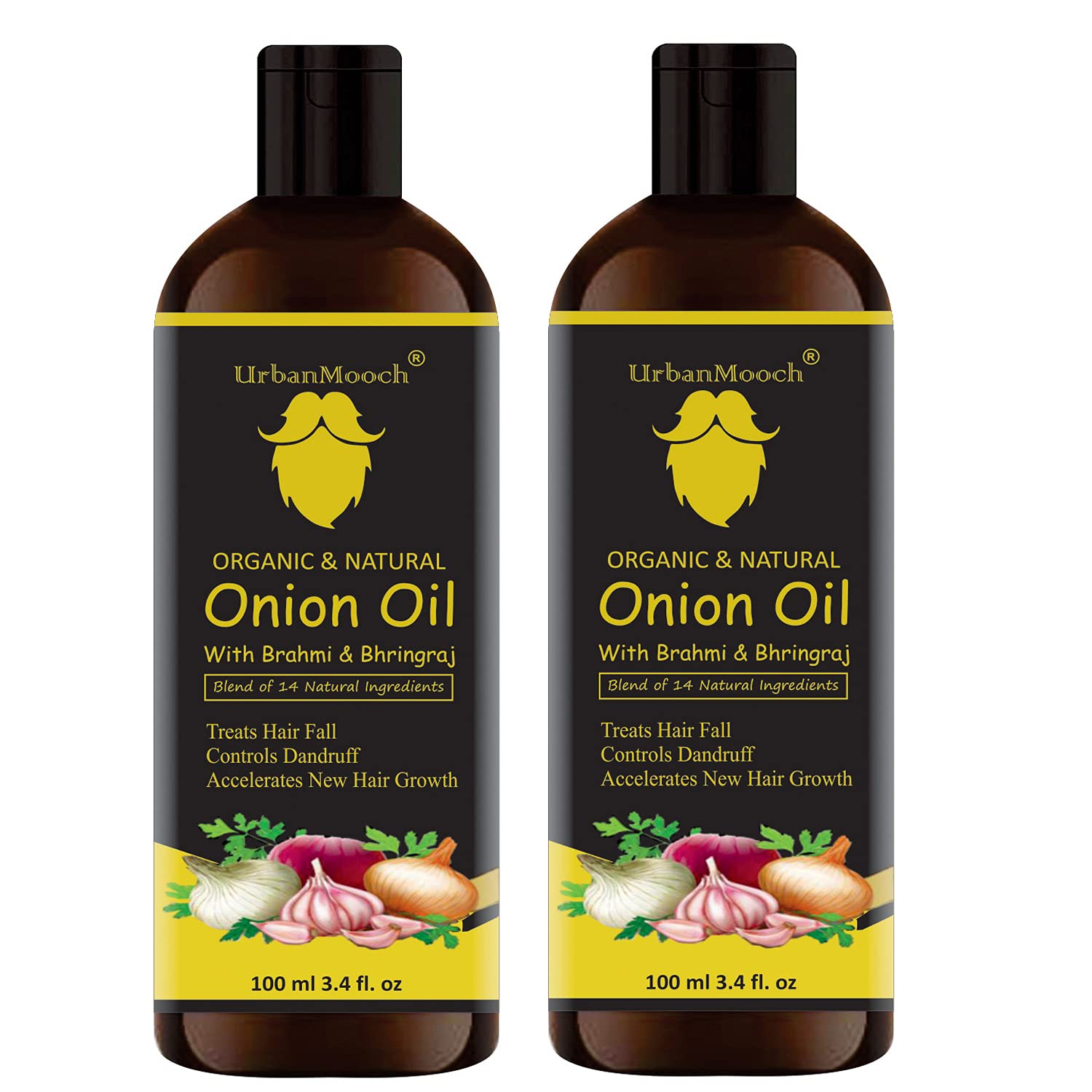 UrbanMooch Organic & Natural Red Onion Hair Oil With Red Onion Extract Combo Pack 200Ml (Each 100Ml) Lohiya Retails