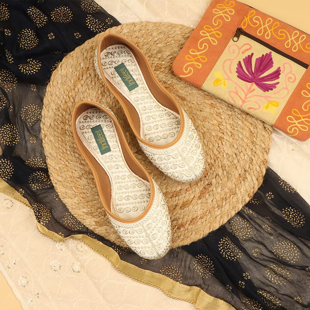 Indifeet Jutti for Women - Cream - Image 2