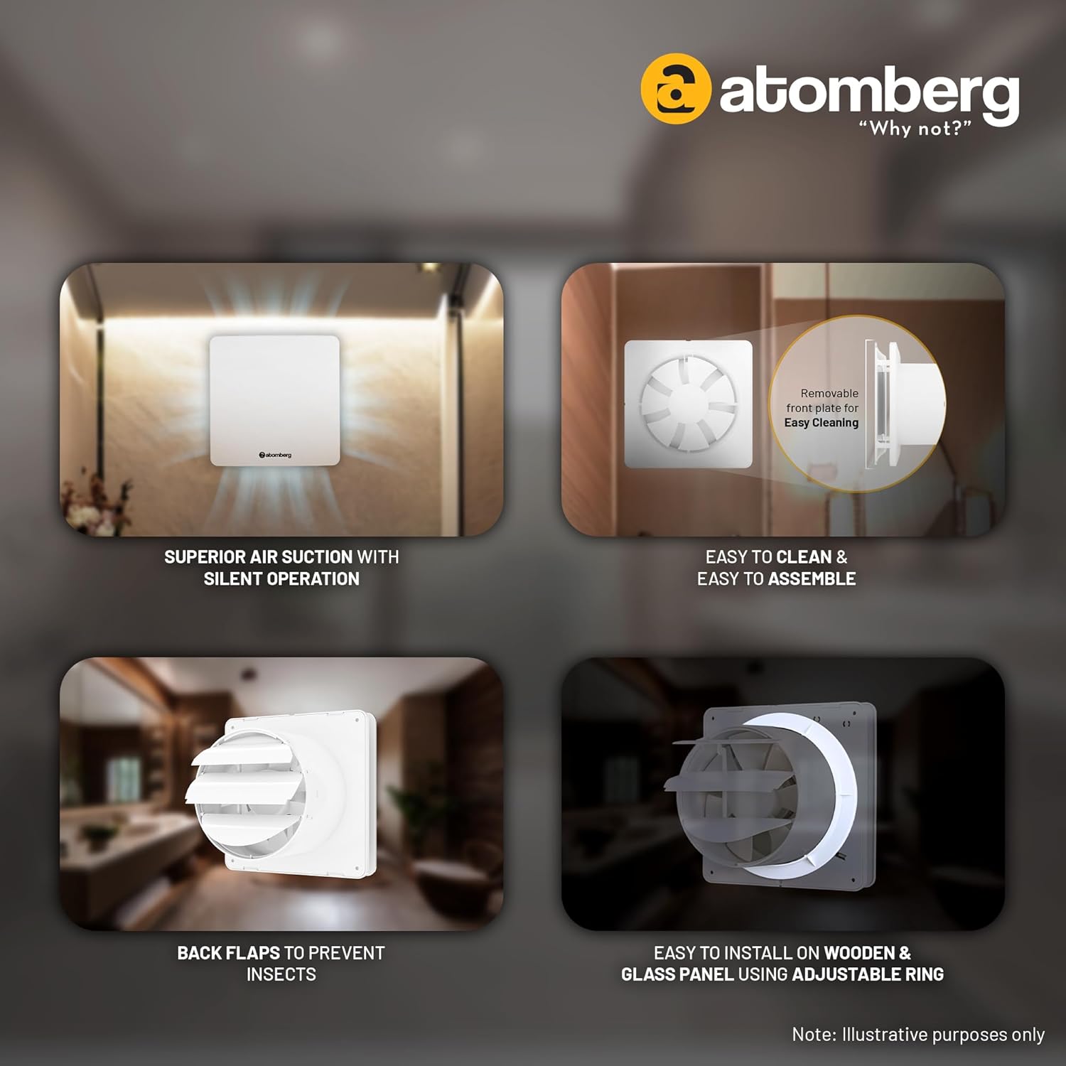 Atomberg Studio 150 mm BLDC Exhaust Fan with Low Noise Operation – Gloss White