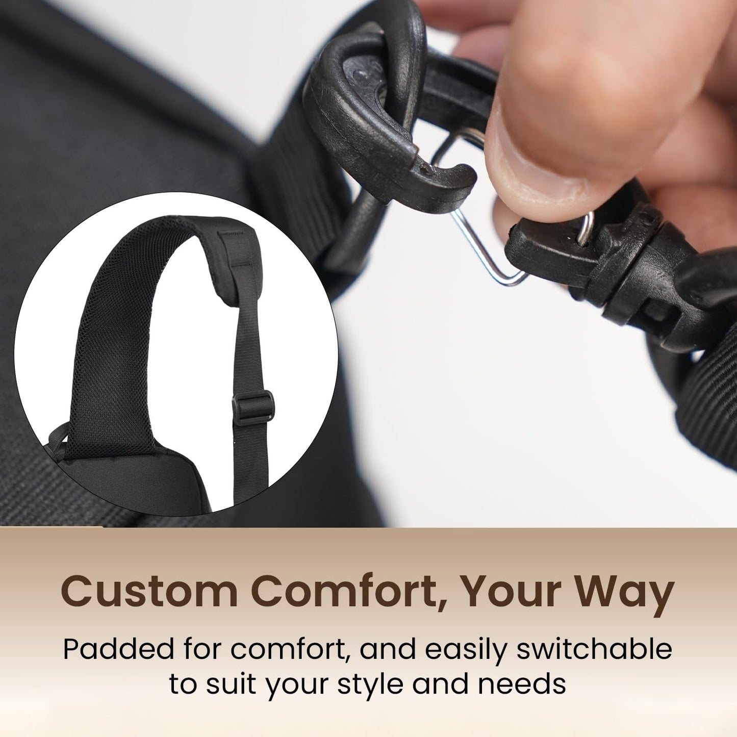 Portronics Byte Mini, Unisex Crossbody Sling Bag with Water-Resistant Hard Shell, Fits Devices up to 13 Inches, Smart Organizer, Switchable Strap, Ergonomic Lightweight Design for Men and Women(Black)