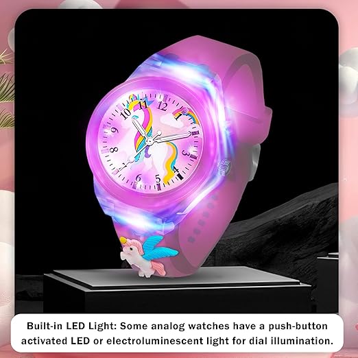 DAINTY Kids' LED Light-Up Unicorn Watch – 3D Cartoon Silicone Pink Wristwatch for Girls (Ages 3–10) DaintyCLiQ