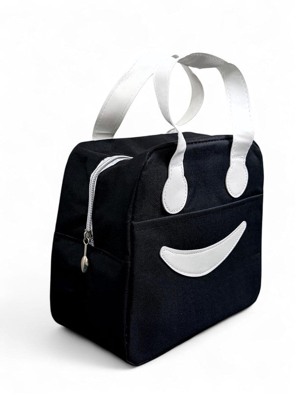 Buddy Cares Smile Lunch Bag – Water Resistant Insulated Lunch Pouch with Handle – Detail View