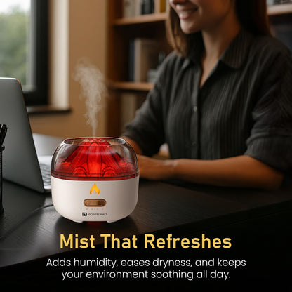 Portronics Magma Pro, Mini Aromatherapy Humidifier with Dual Light Modes, Essential Oil Diffuser, 200ml Capacity, Type-C Powered, Ultra Quiet Operation, Four Auto Timers, Cool Mist for Home & Office