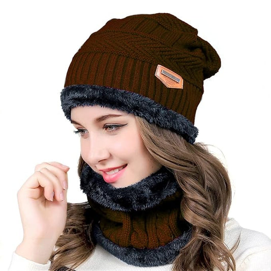 unisex Winter Beanie Hats Scarf Set Warm Knit Hats/ Skull Cap