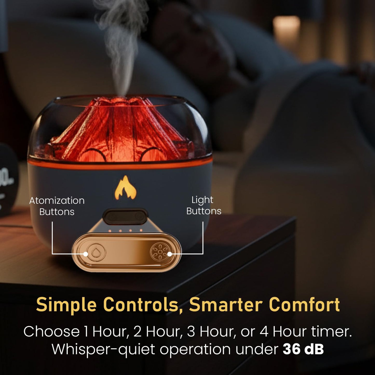 Portronics Magma Pro, Mini Aromatherapy Humidifier with Dual Light Modes, Essential Oil Diffuser, 200ml Capacity, Type-C Powered, Ultra Quiet Operation, Four Auto Timers, Cool Mist for Home & Office