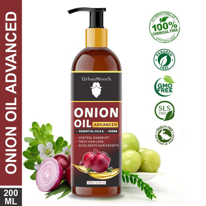 UrbanMooch Advanced Onion Hair Oil For Men With Red Onion Extract & 14 Essential Oils | Hair Growth | Hair Fall Control, 200 ML Lohiya Retails