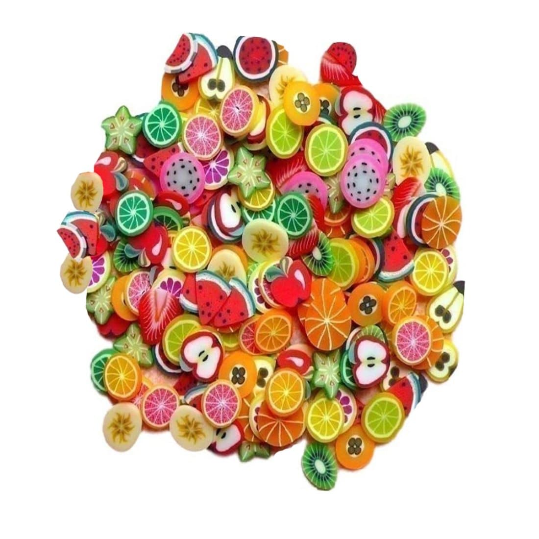 SENECIO 100Pcs Mix Fruit Fimo Slice 3D Clay Multicolor Nail Art Tips Decoration - HalfPe