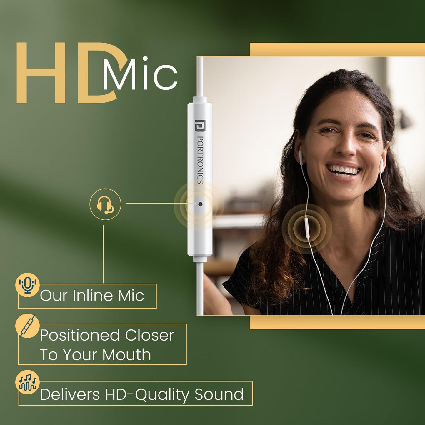 Portronics Conch Kappa C in Ear Type C Wired Earphones with In Line HD Mic, Powerful Audio, 14.2mm Dynamic Driver,TPE Anti Tangle Wire,Wide Compatibility(White)