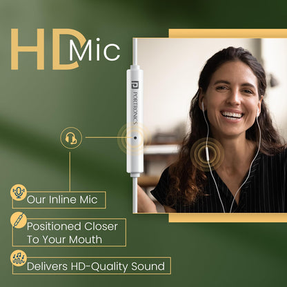 Portronics Conch Kappa C in Ear Type C Wired Earphones with In Line HD Mic, Powerful Audio, 14.2mm Dynamic Driver,TPE Anti Tangle Wire,Wide Compatibility(White)