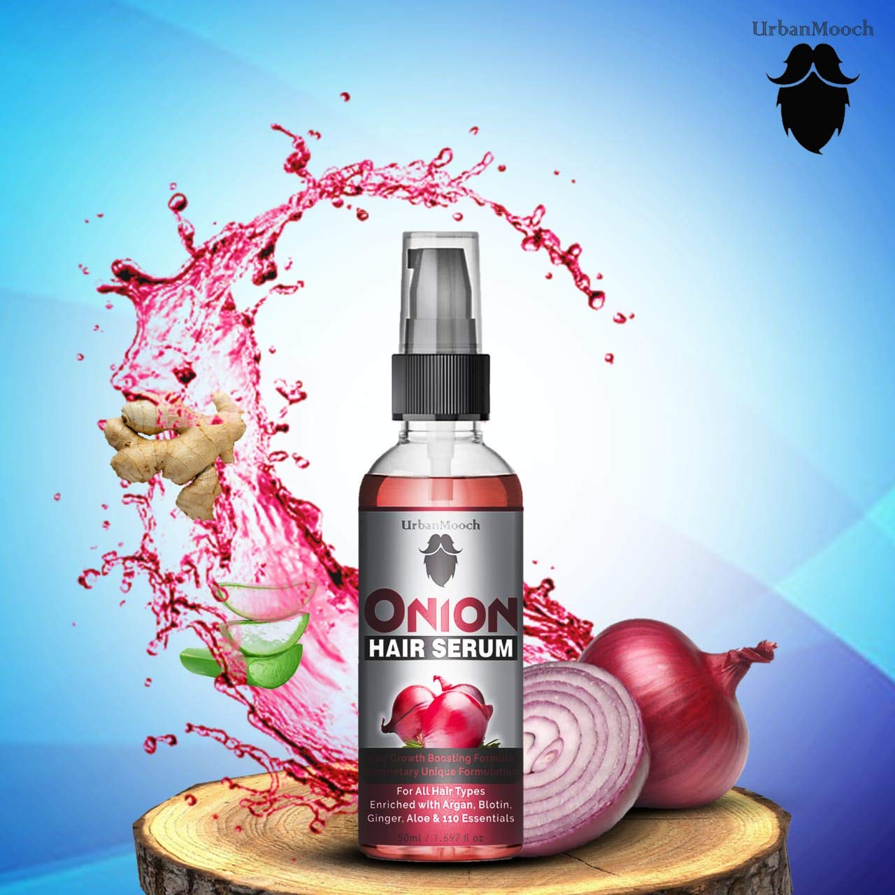 UrbanMooch Onion Hair Serum For Silky & Smooth Hair, Tames Frizzy Hair, With Onion & Biotin For Strong, Tangle Free & Frizz-Free Hair - 50 Ml Lohiya Retails