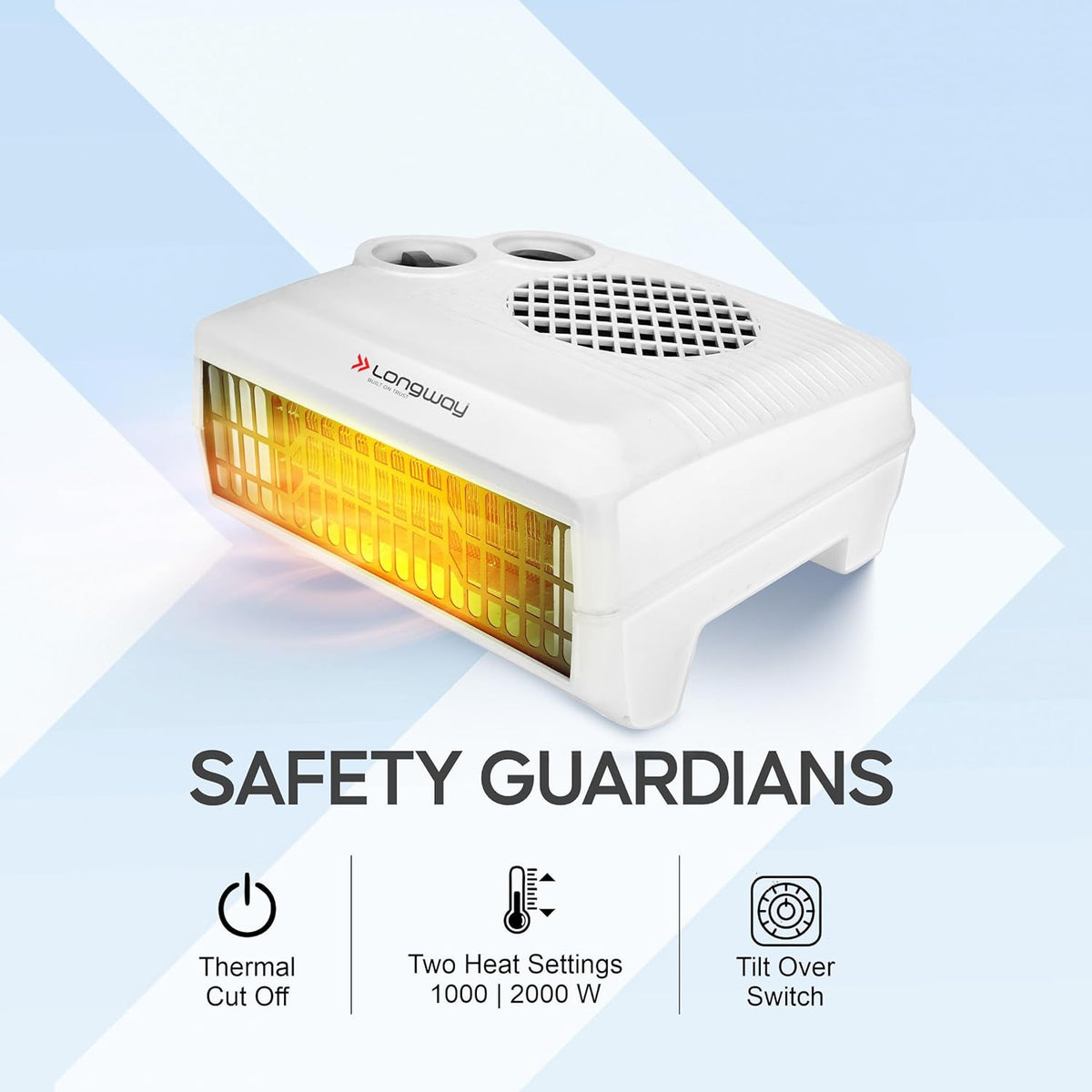 Longway Magma Fan Room Heater 2 Heat Modes (1000W/2000W)  ISI Approved  Advanced Overheat Protection  PTC Ceramic Element 1-Year Replacement Warranty | White