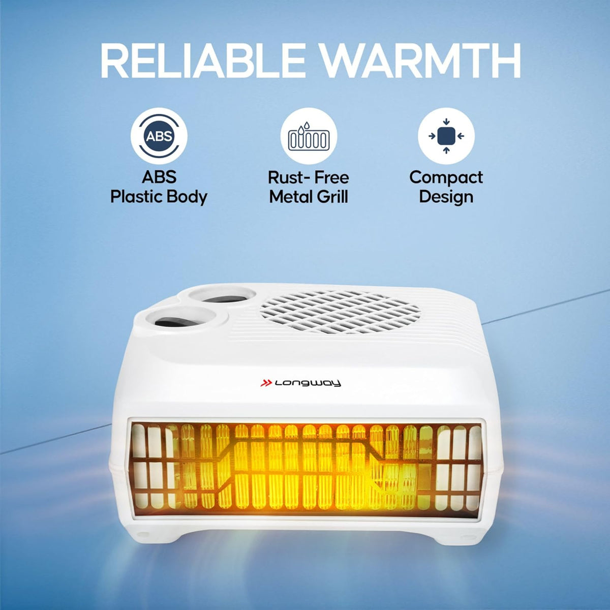 Longway Magma Fan Room Heater 2 Heat Modes (1000W/2000W)  ISI Approved  Advanced Overheat Protection  PTC Ceramic Element 1-Year Replacement Warranty | White
