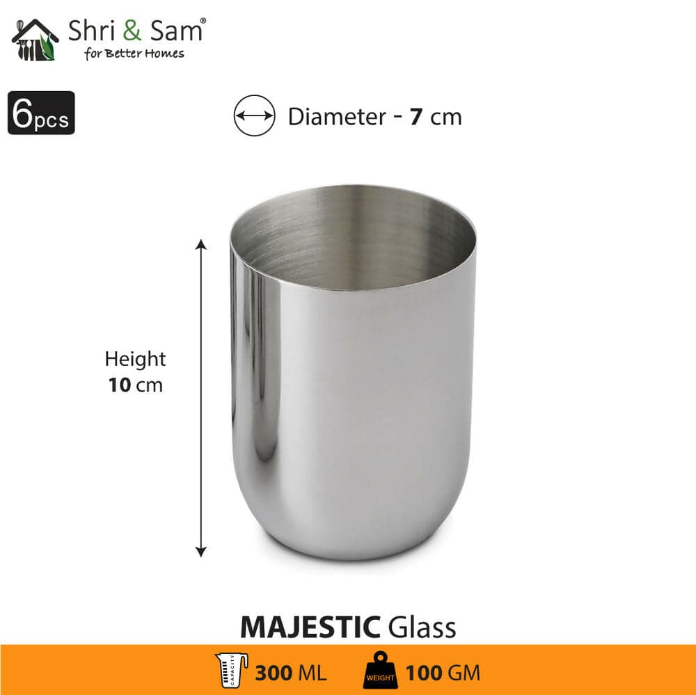 Stainless steel 6 pcs glass majestic (300ML each)