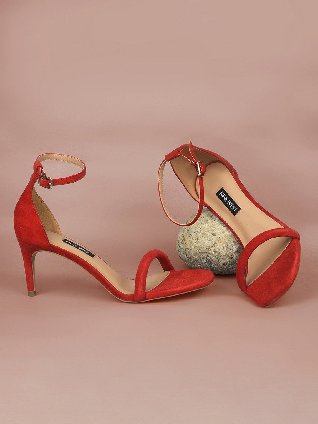 Nine West Women Ankle-Strap Kitten Heel Sandal - Red - View 6