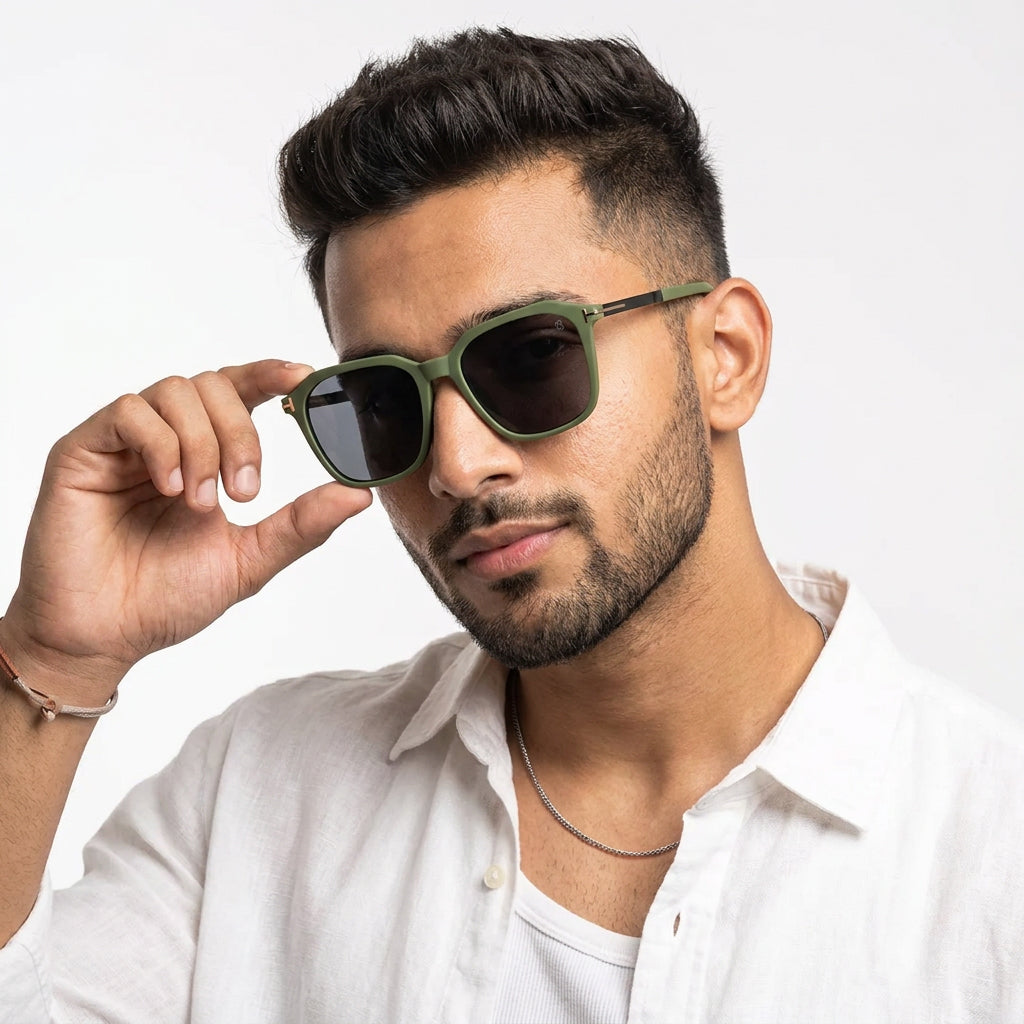 Eyejack Green Square Sunglasses for Men and Women - view 1