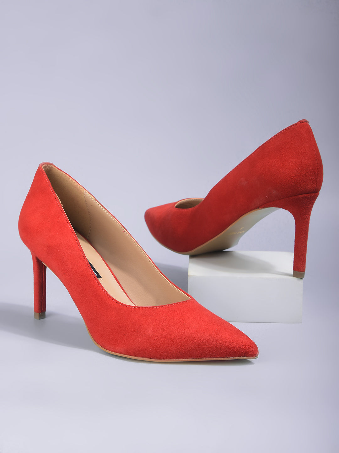 Nine West Women Pointed-Toe Kitten Heel Pump - Red - View 6