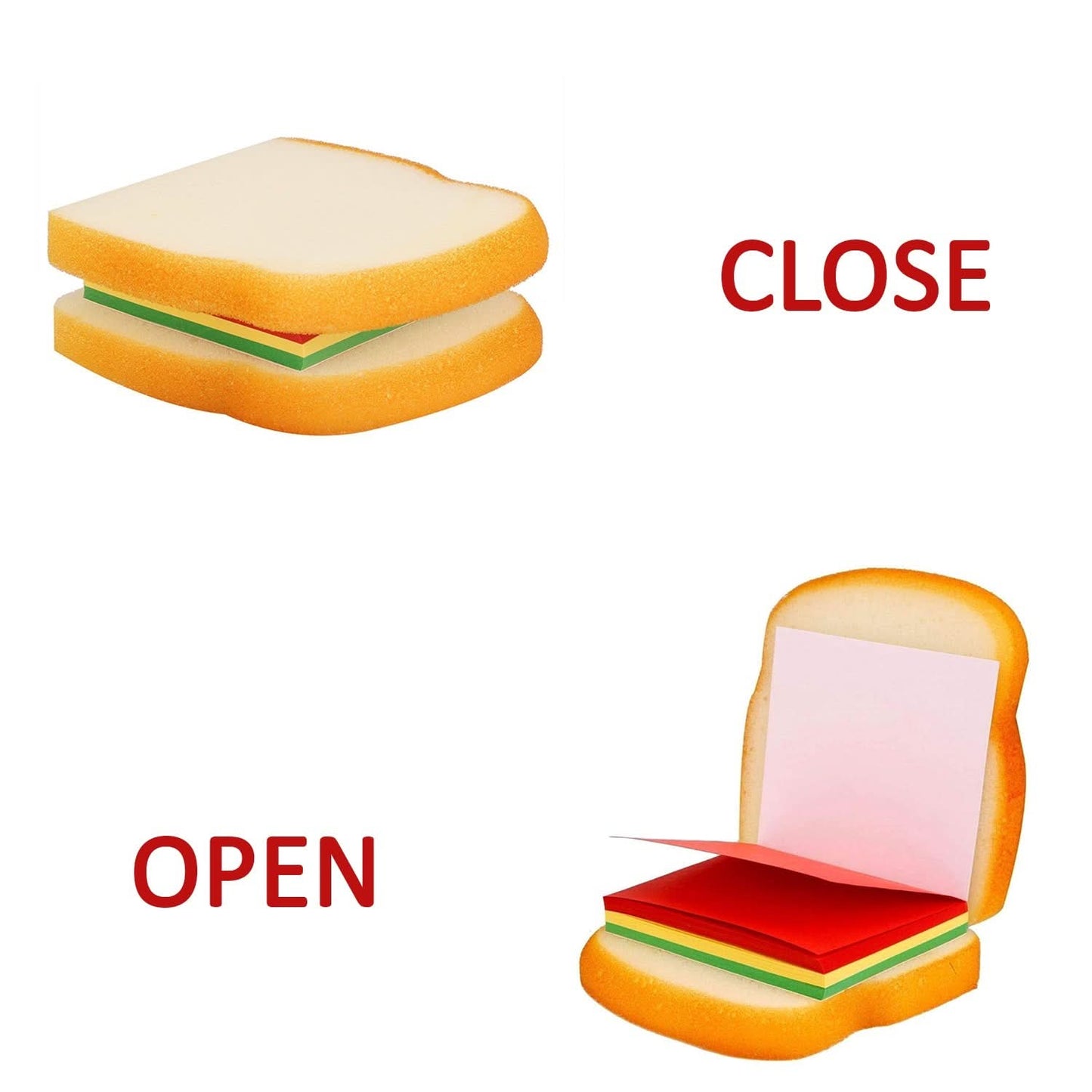Sandwich-Shaped Sticky Notepad Colorful & Quirky Mini Memo Pads