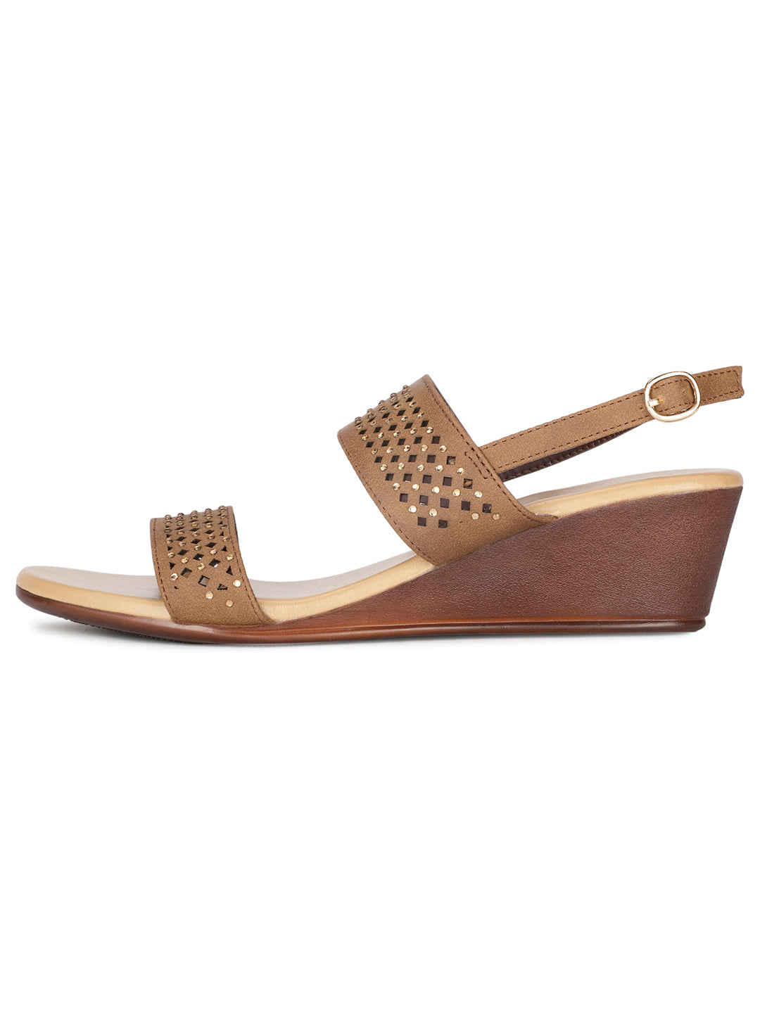 Bata Women Brown BackStrap Wedge Heel Sandal - Brown - View 3