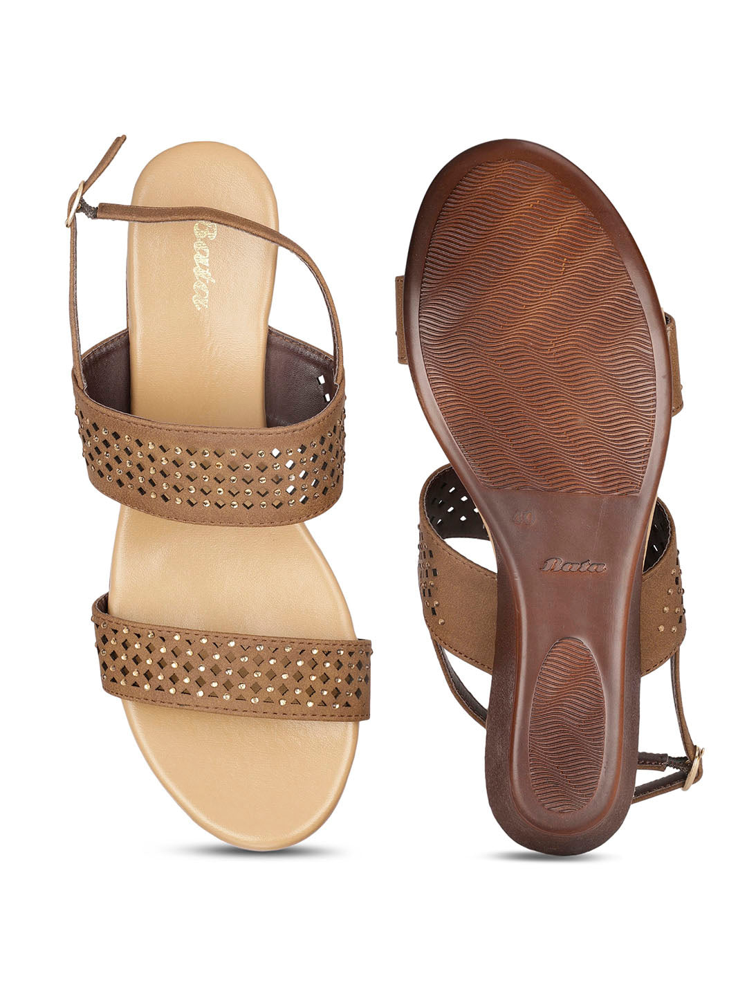Bata Women Brown BackStrap Wedge Heel Sandal - Brown - View 4