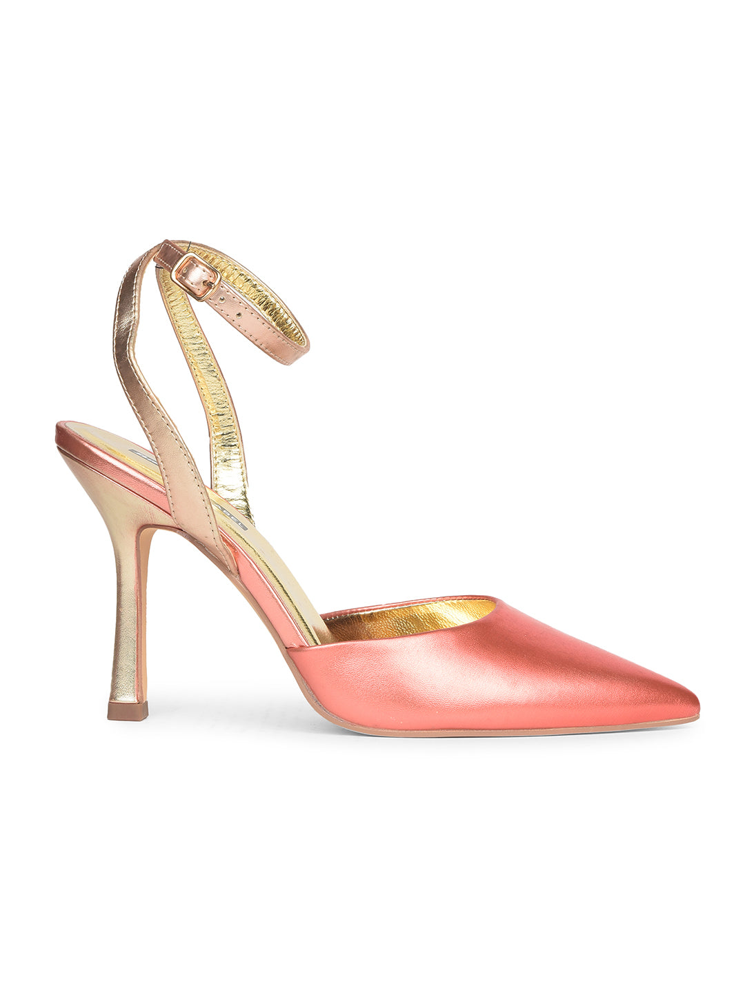 Bata Women Rose Gold Pointed-Toe Kitten Heel Sandal - Rose Gold - View 1