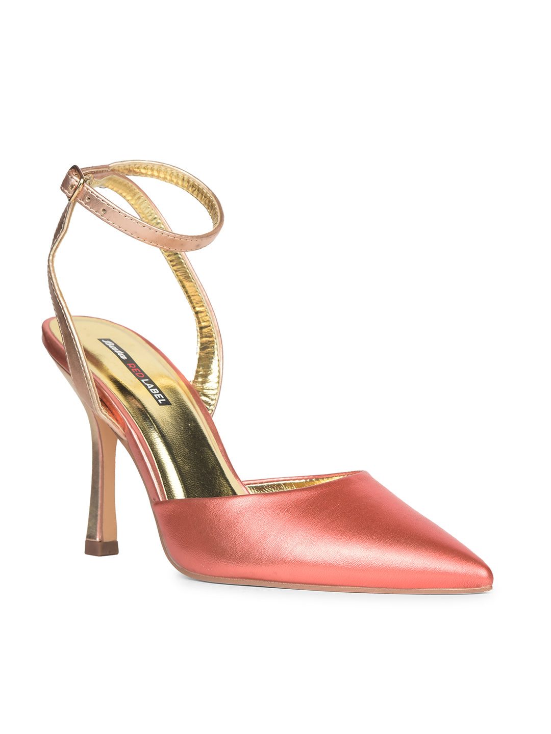 Bata Women Rose Gold Pointed-Toe Kitten Heel Sandal - Rose Gold - View 2