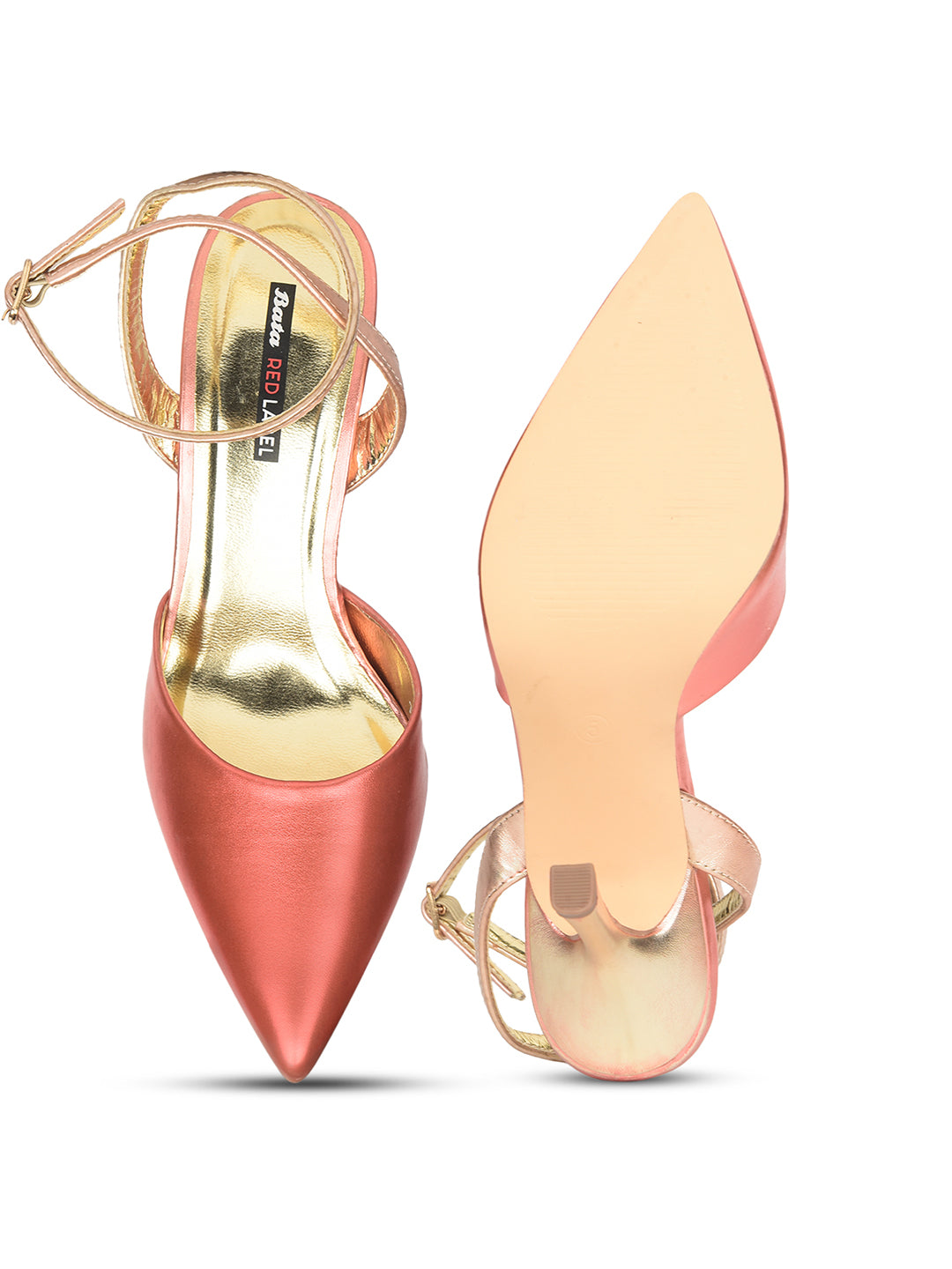 Bata Women Rose Gold Pointed-Toe Kitten Heel Sandal - Rose Gold - View 4