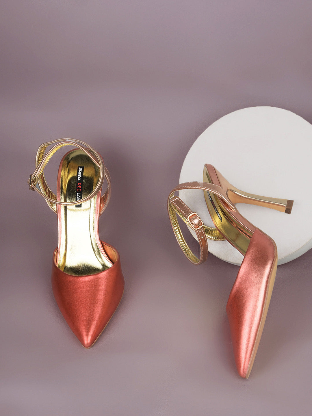 Bata Women Rose Gold Pointed-Toe Kitten Heel Sandal - Rose Gold - View 6