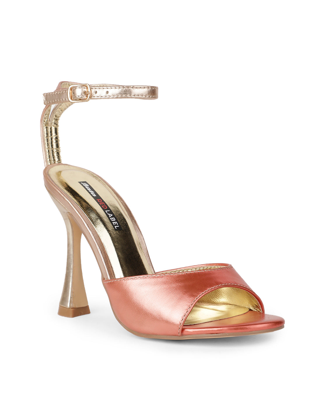 Bata Women Rose Gold Ankle Strap Spool Heel Sandal - Rose Gold - View 1