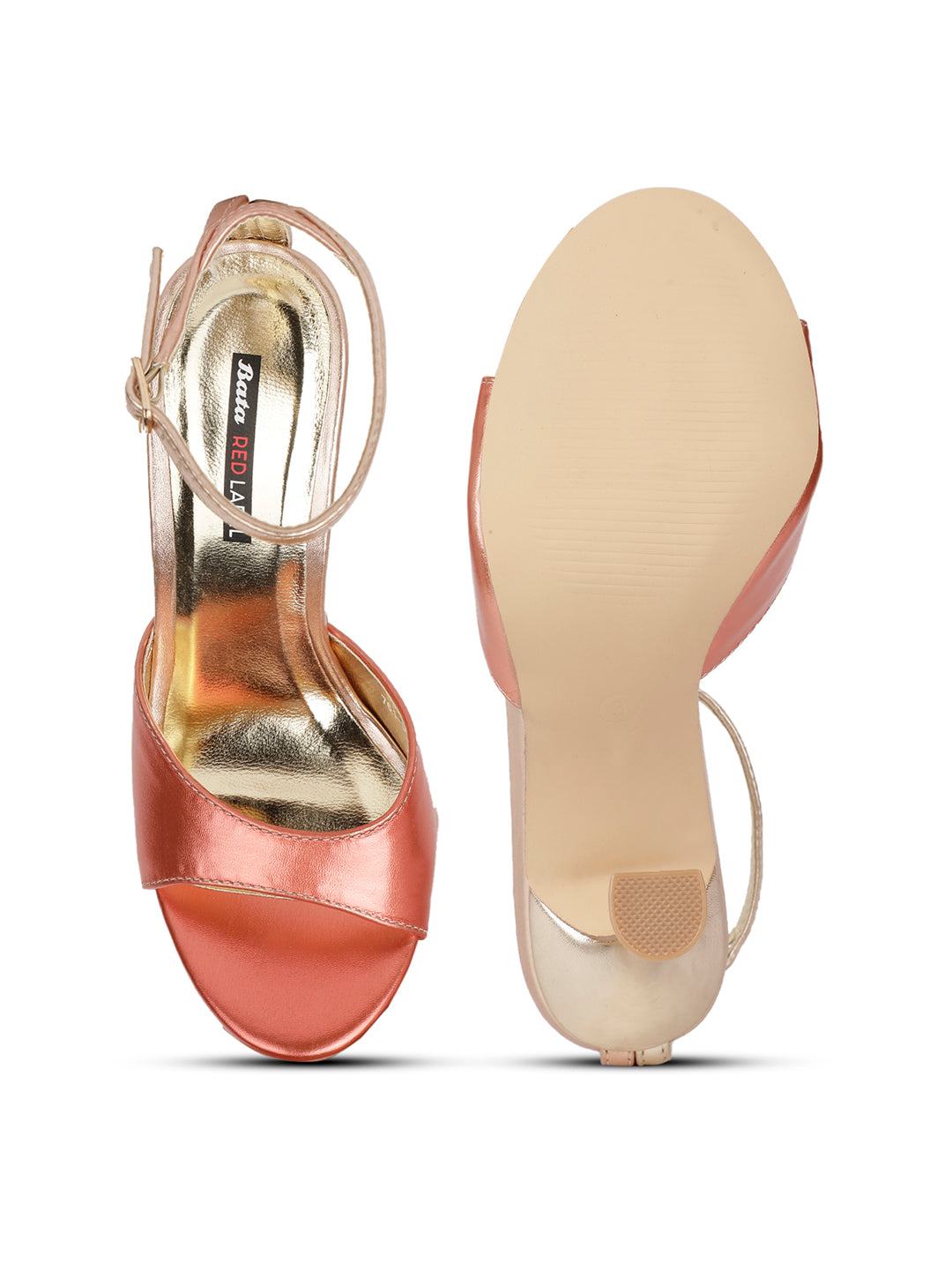 Bata Women Rose Gold Ankle Strap Spool Heel Sandal - Rose Gold - View 4