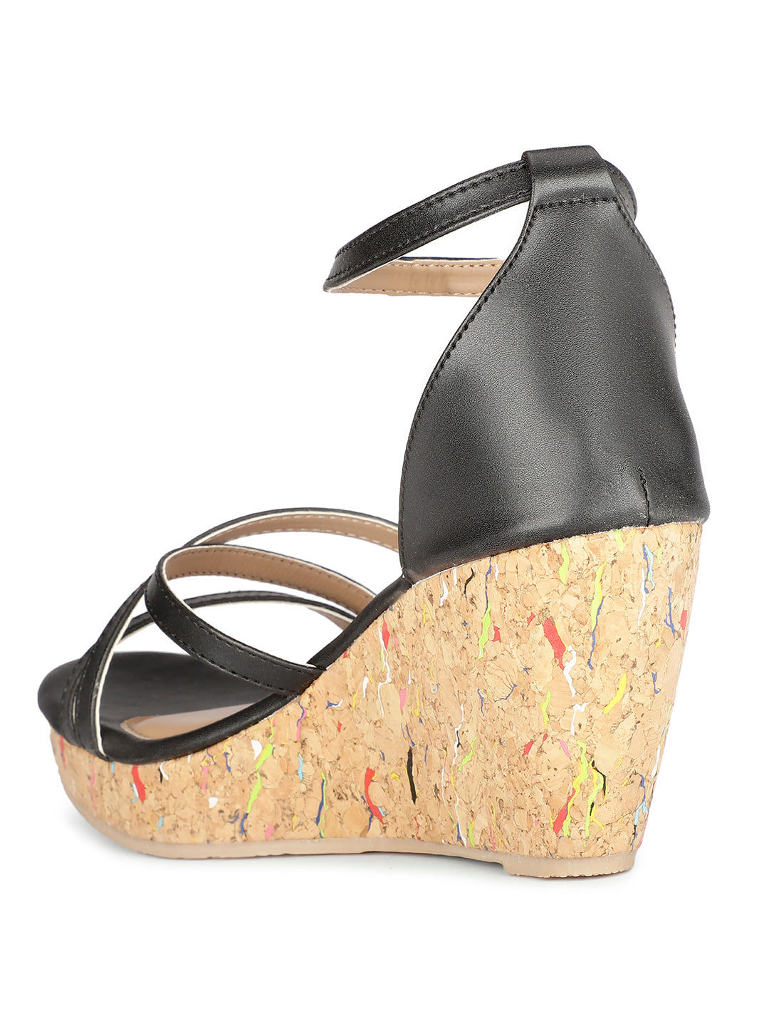 Bata Women Wedge Heel Ankle Strap Sandal - Black - View 3