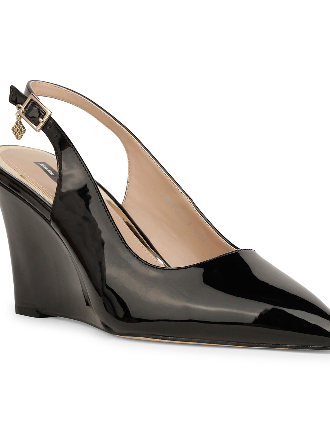 Bata Women Black Pointed-Toe Backstrap Wedge Heel Sandal - Black - View 5
