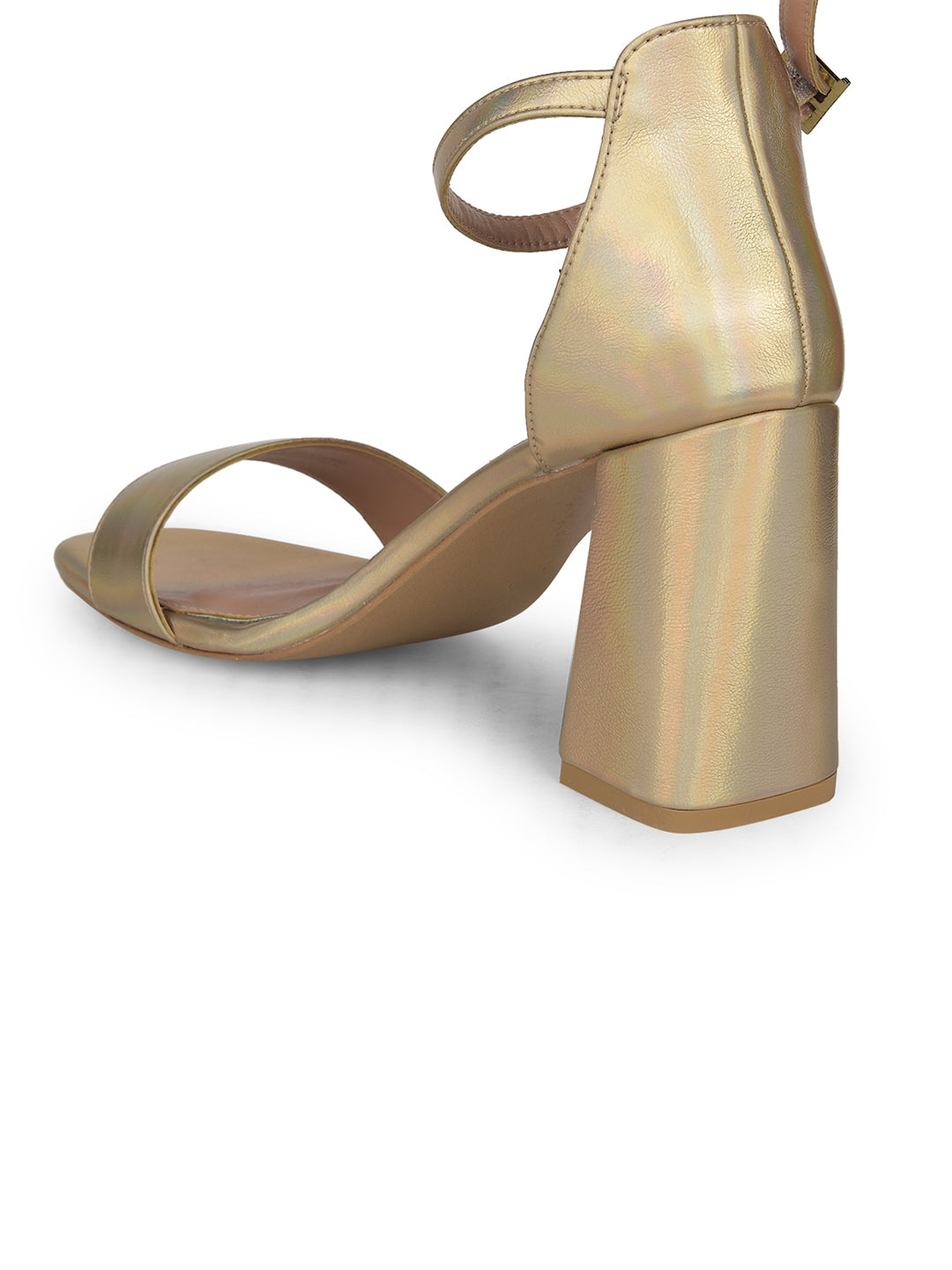 Bata Women Gold Ankle Strap Block Heel Sandal - Gold - View 3