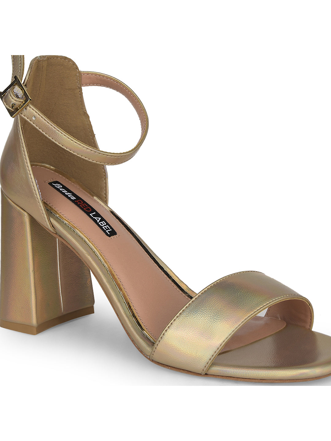 Bata Women Gold Ankle Strap Block Heel Sandal - Gold - View 5