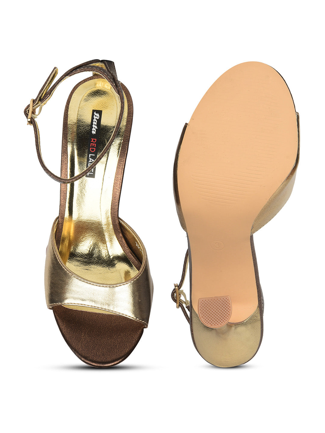 Bata Women Copper Ankle Strap Spool Heel Sandal - Copper - View 4
