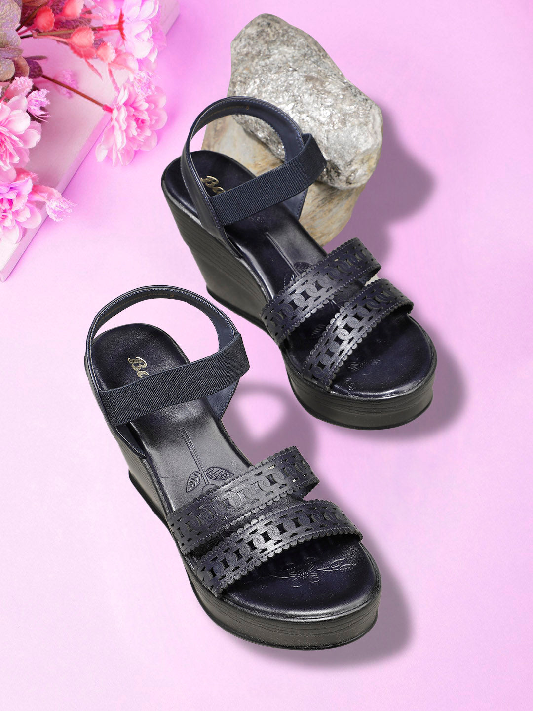 Bata Women Navy Blue Ankle Strap Wedge Heel Sandal - Navy Blue - View 6