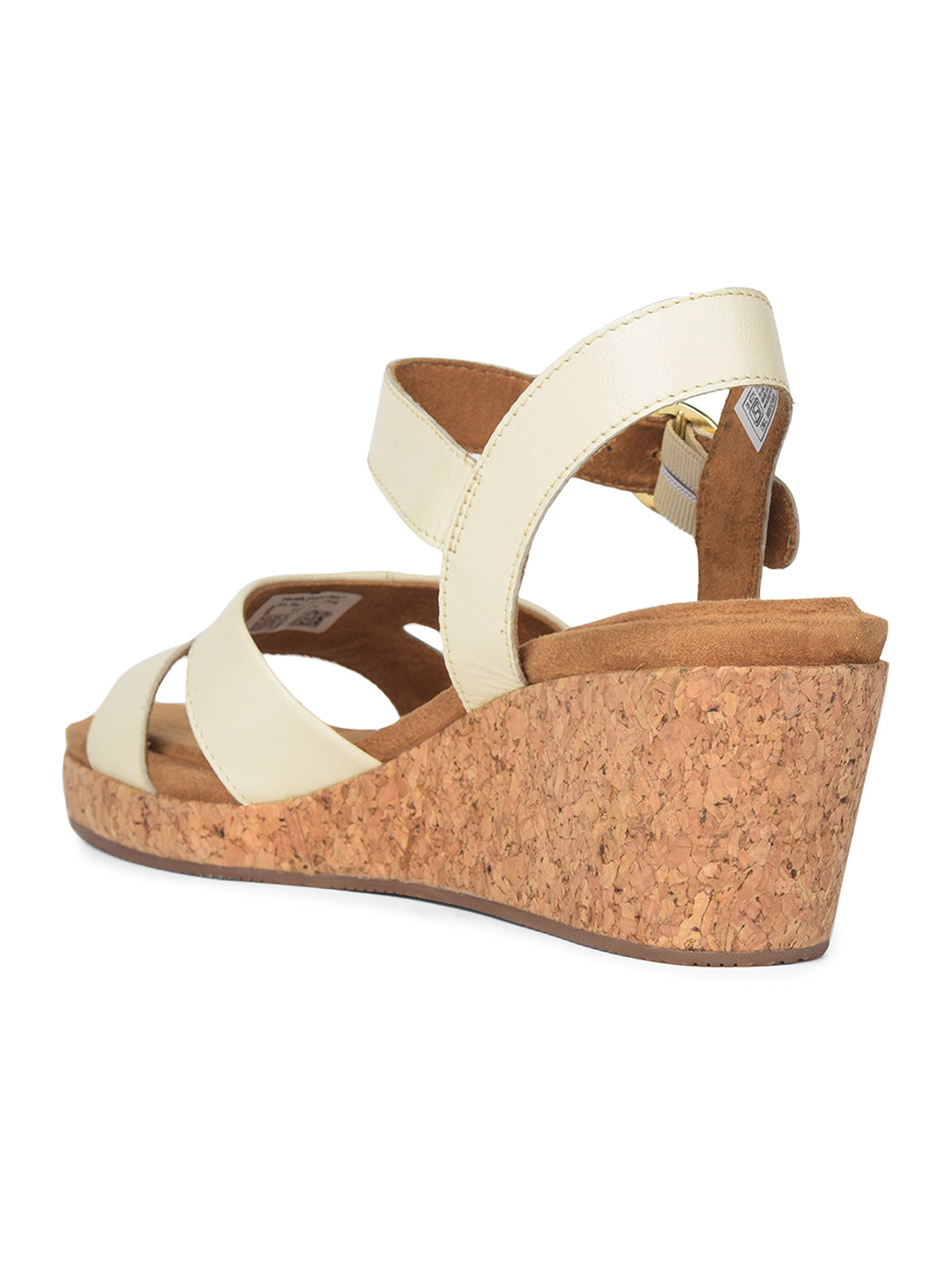 Hush Puppies Women White Wedge Heel Sandal With Buckle Closure - White - View 3