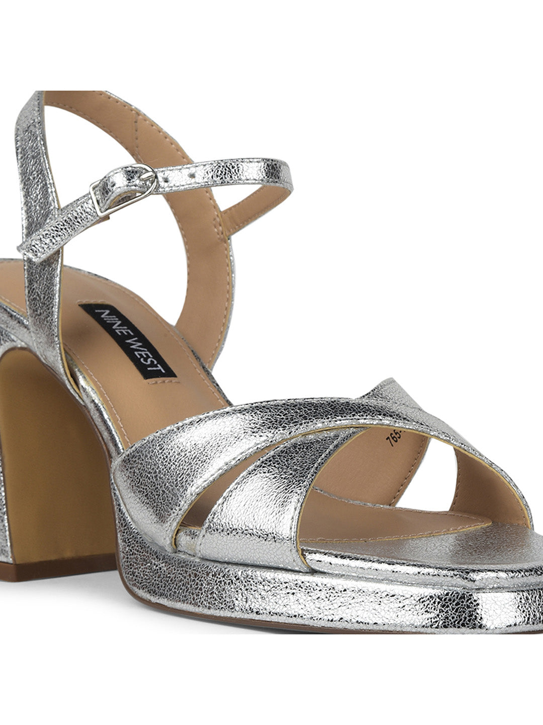 Nine West Women Ankle-Strap Block Heel Sandal - Silver - View 5
