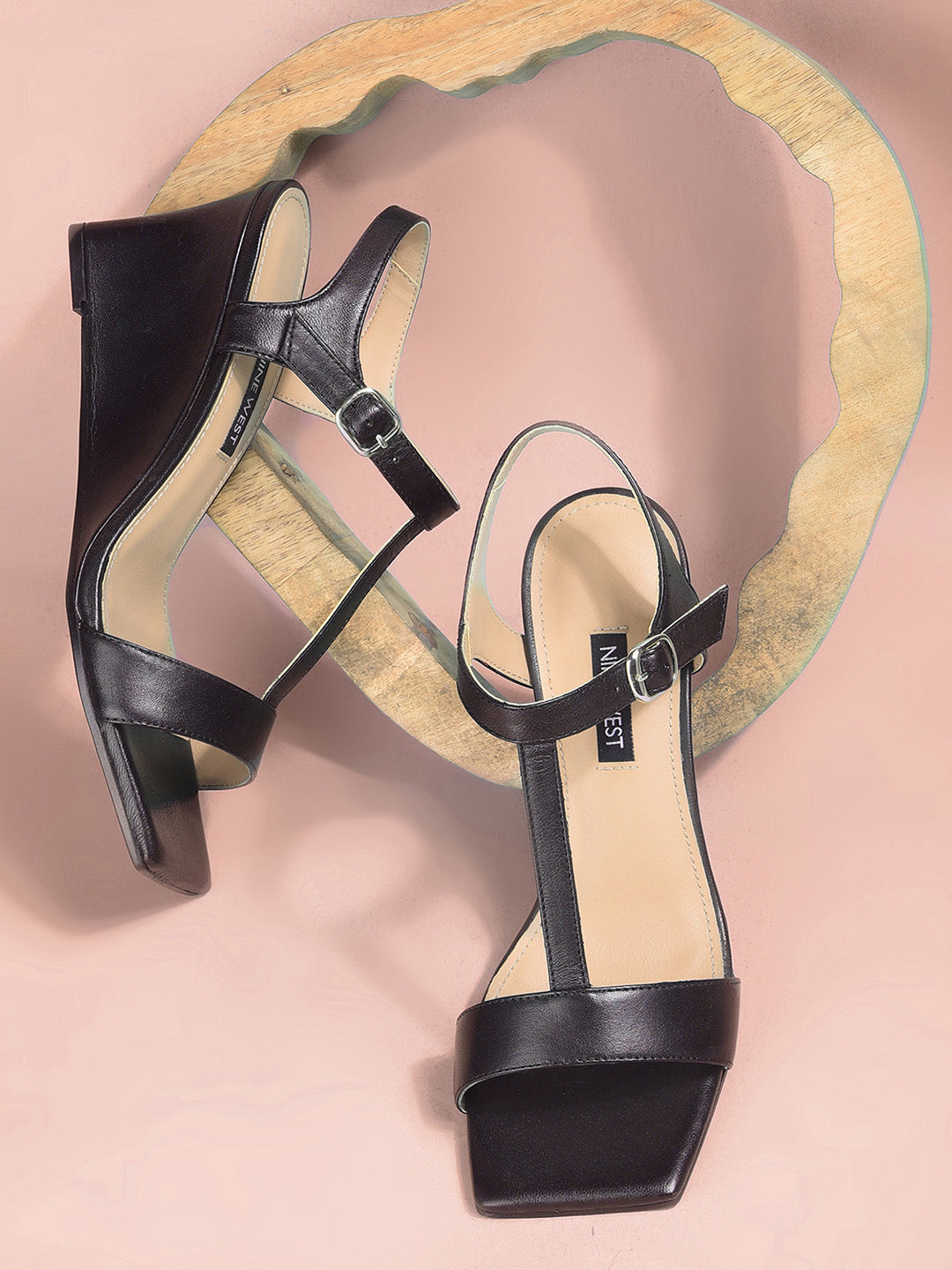 Nine West Women Ankle-Strap Wedge Heel Sandal - Black - View 6