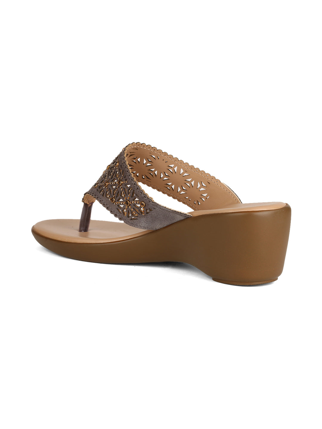 Bata Women's Grey Wedge Heel Thong Sandals - Grey