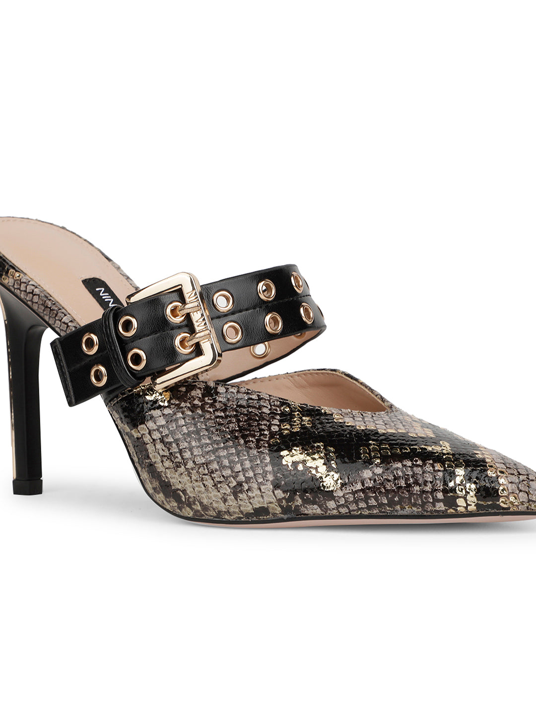 Nine West Women Pointed-Toe Stiletto Heel Mule Sandal - Brown - View 5