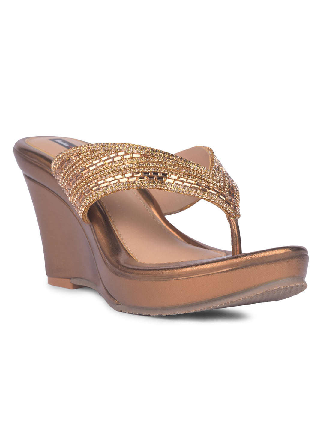 Bata Women Brown Wedge Heel Thong Sandal - Brown - View 1