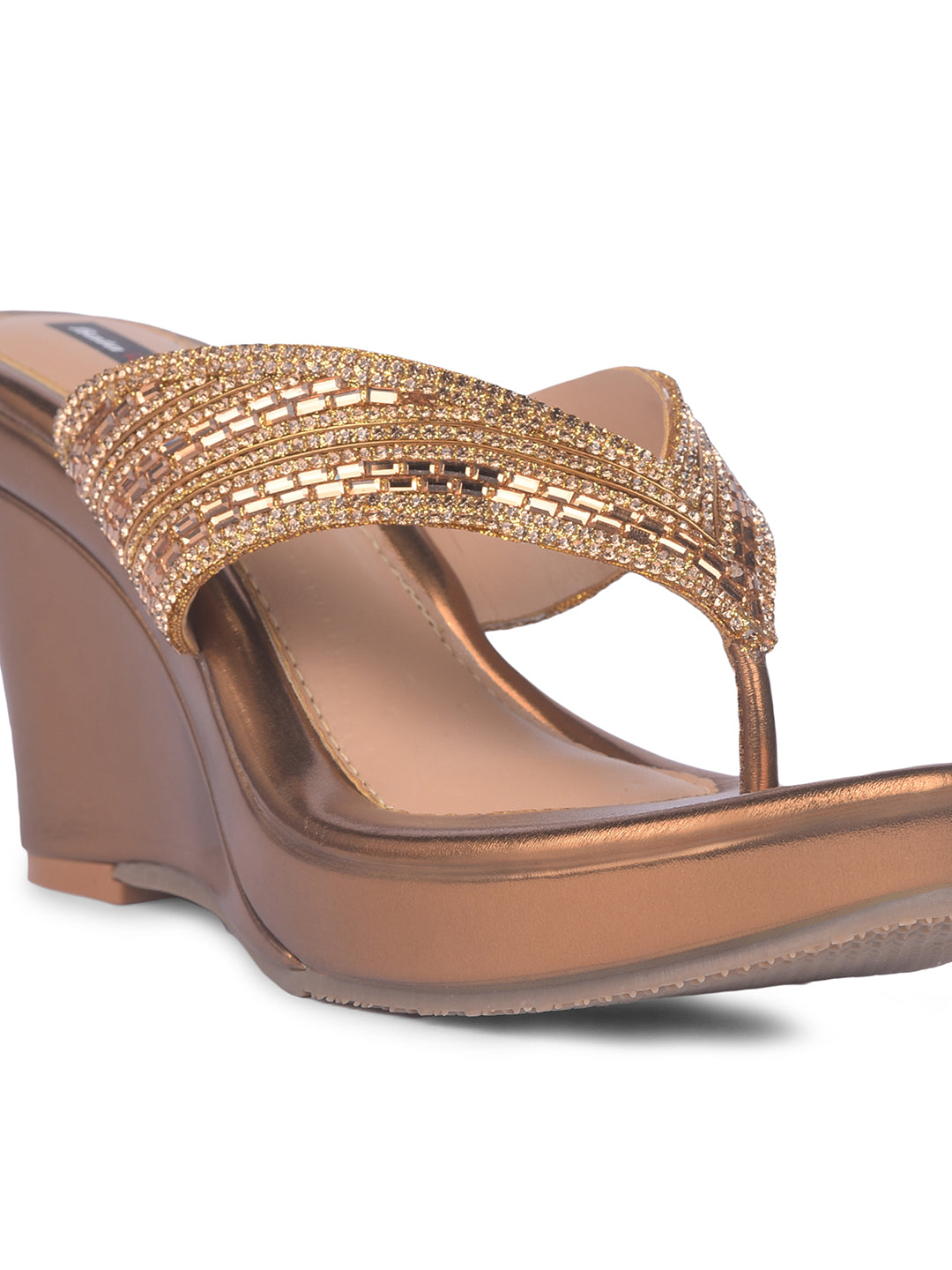 Bata Women Brown Wedge Heel Thong Sandal - Brown - View 5