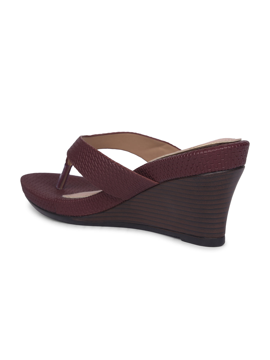 Bata Women Maroon Wedge Heel Thong Sandal - Maroon - View 3