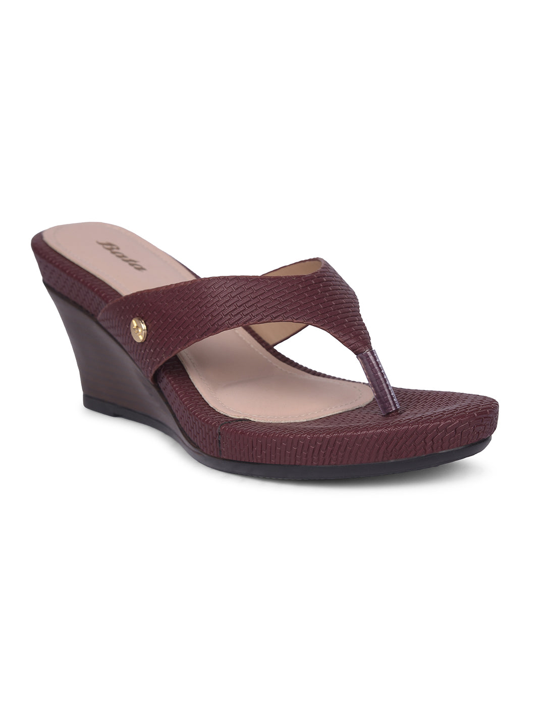Bata Women Maroon Wedge Heel Thong Sandal - Maroon - View 5
