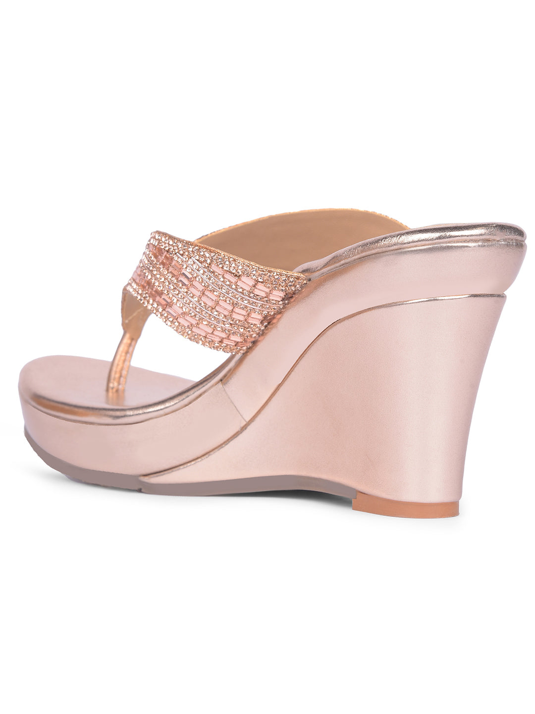 Bata Women Rose Gold Wedge Heel Thong Sandal - Rose Gold - View 3