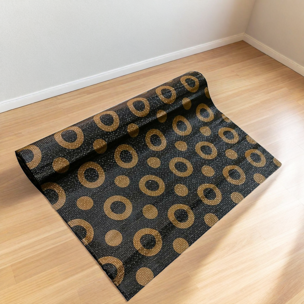 Mopak Decor Shelf Liner used for Wardrobe kitchen cabinet Drawer Slab Roll (Black Golden Circle)